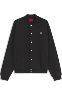 Interlock-jersey bomber jacket with stacked-logo trim