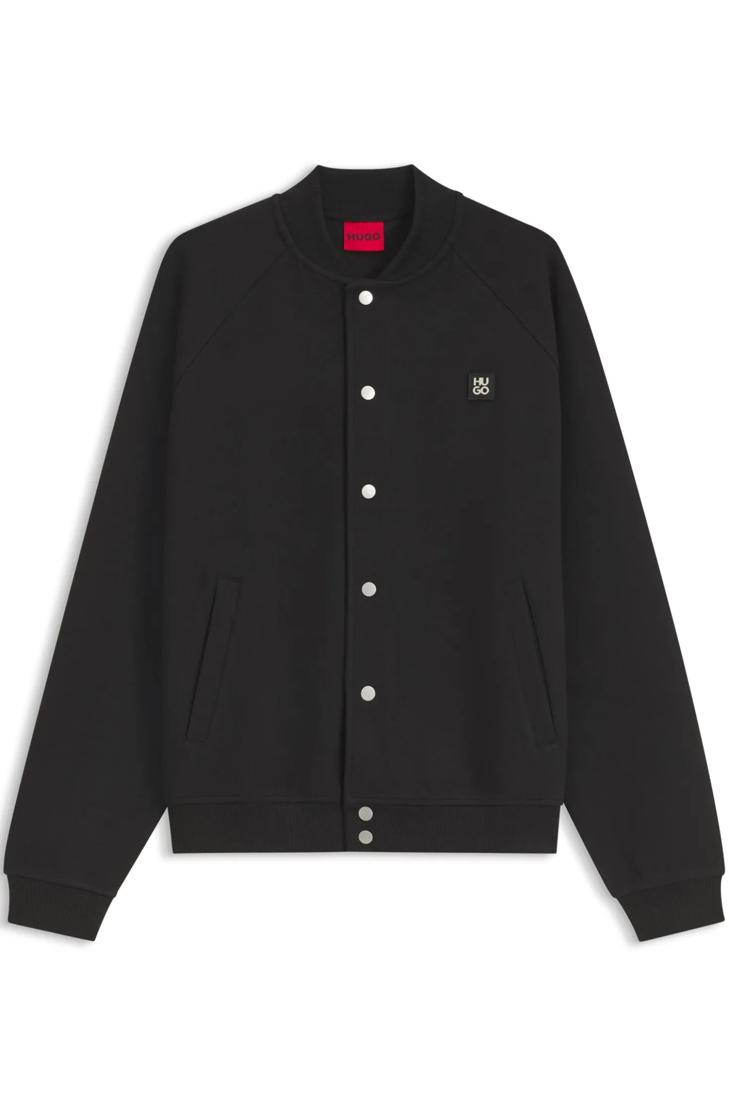 Interlock-jersey bomber jacket with stacked-logo trim