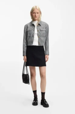 Irregular-rib sweater with mock neck