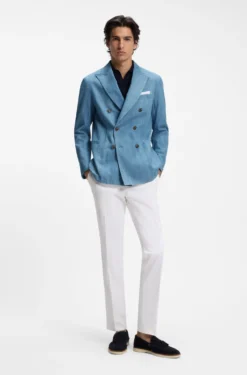 Italian-cotton blazer with peak lapels