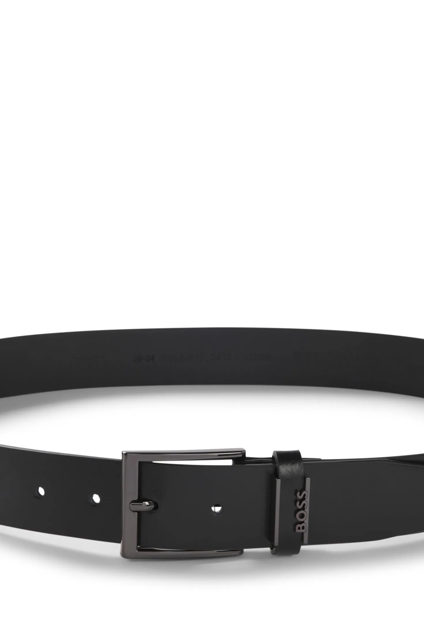 Italian-leather belt with brushed gunmetal hardware
