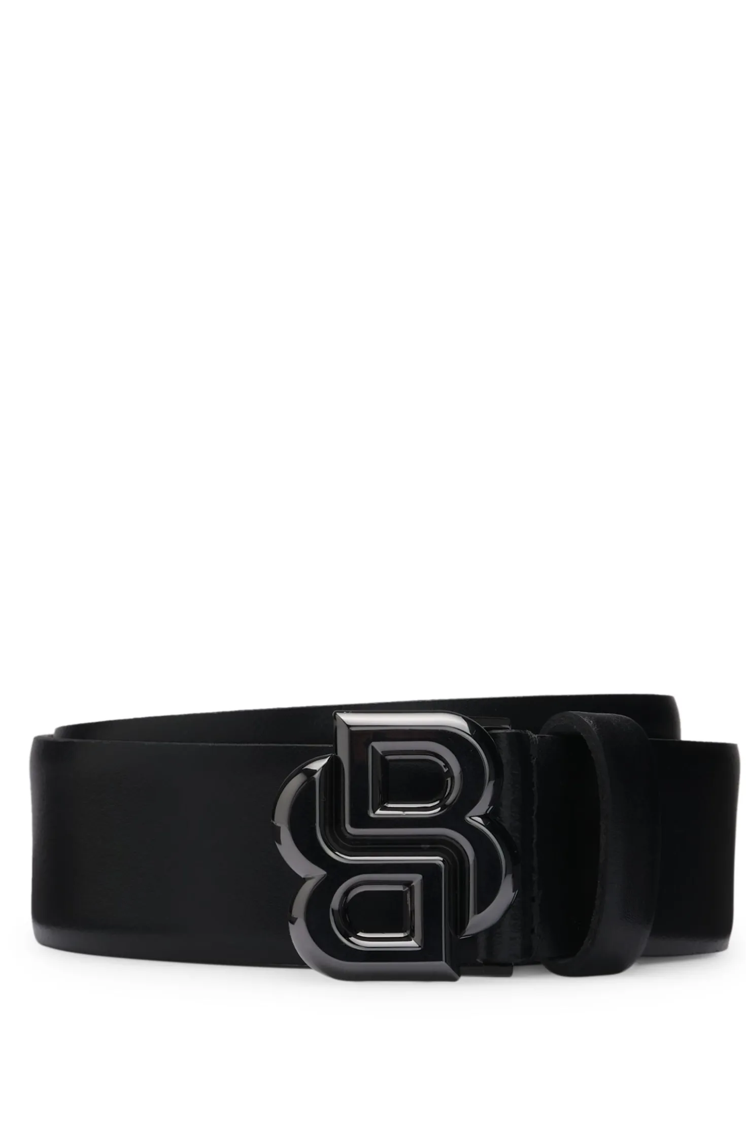 Italian-leather belt with Double B monogram buckle