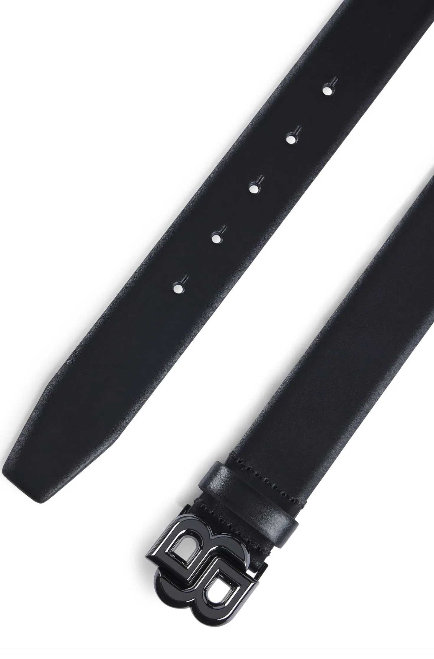 Italian-leather belt with Double B monogram buckle