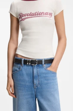 Italian-leather belt with double keeper