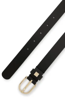 Italian-leather belt with gold-tone buckle