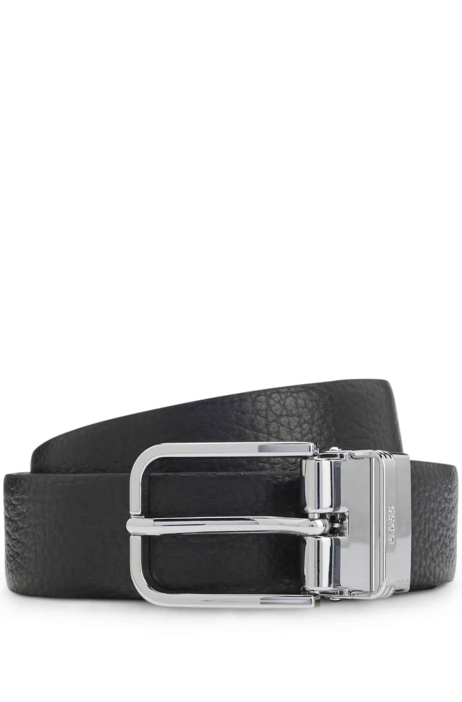 Italian-leather belt with logo keeper