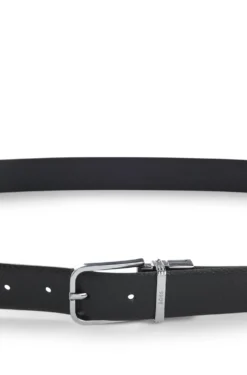 Italian-leather belt with logo keeper