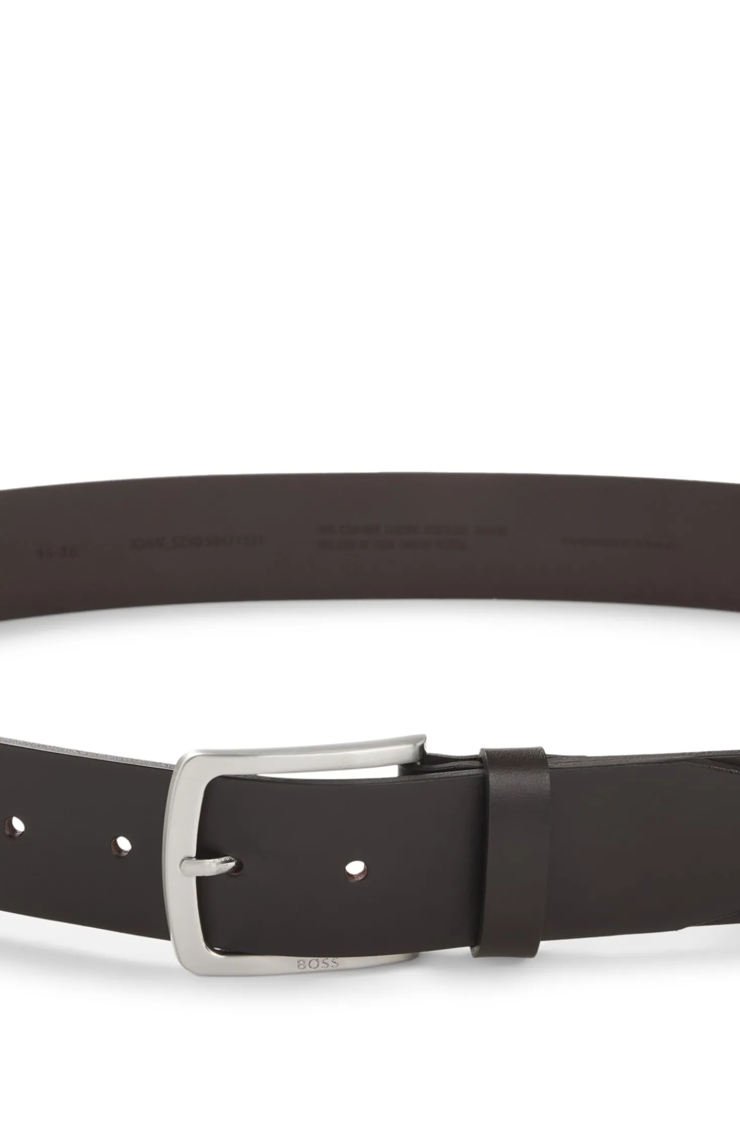 Italian-leather belt with logo-engraved buckle