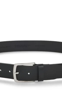 Italian-leather belt with logo-engraved buckle