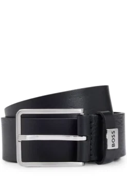 Italian-leather belt with logo keeper