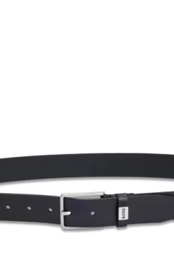 Italian-leather belt with logo keeper