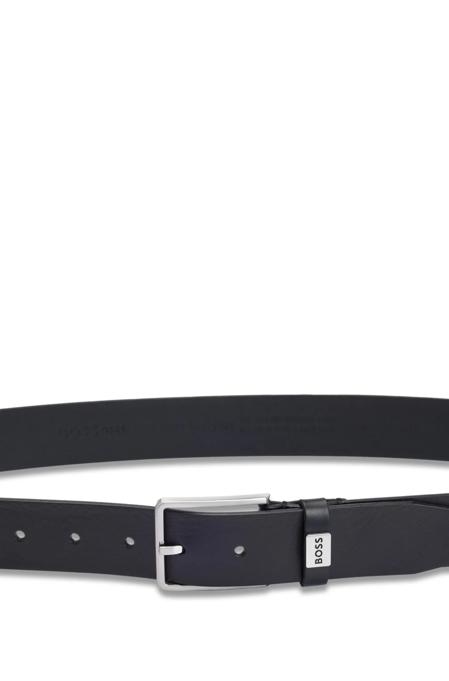 Italian-leather belt with logo keeper