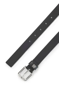 Italian-leather belt with metal letters