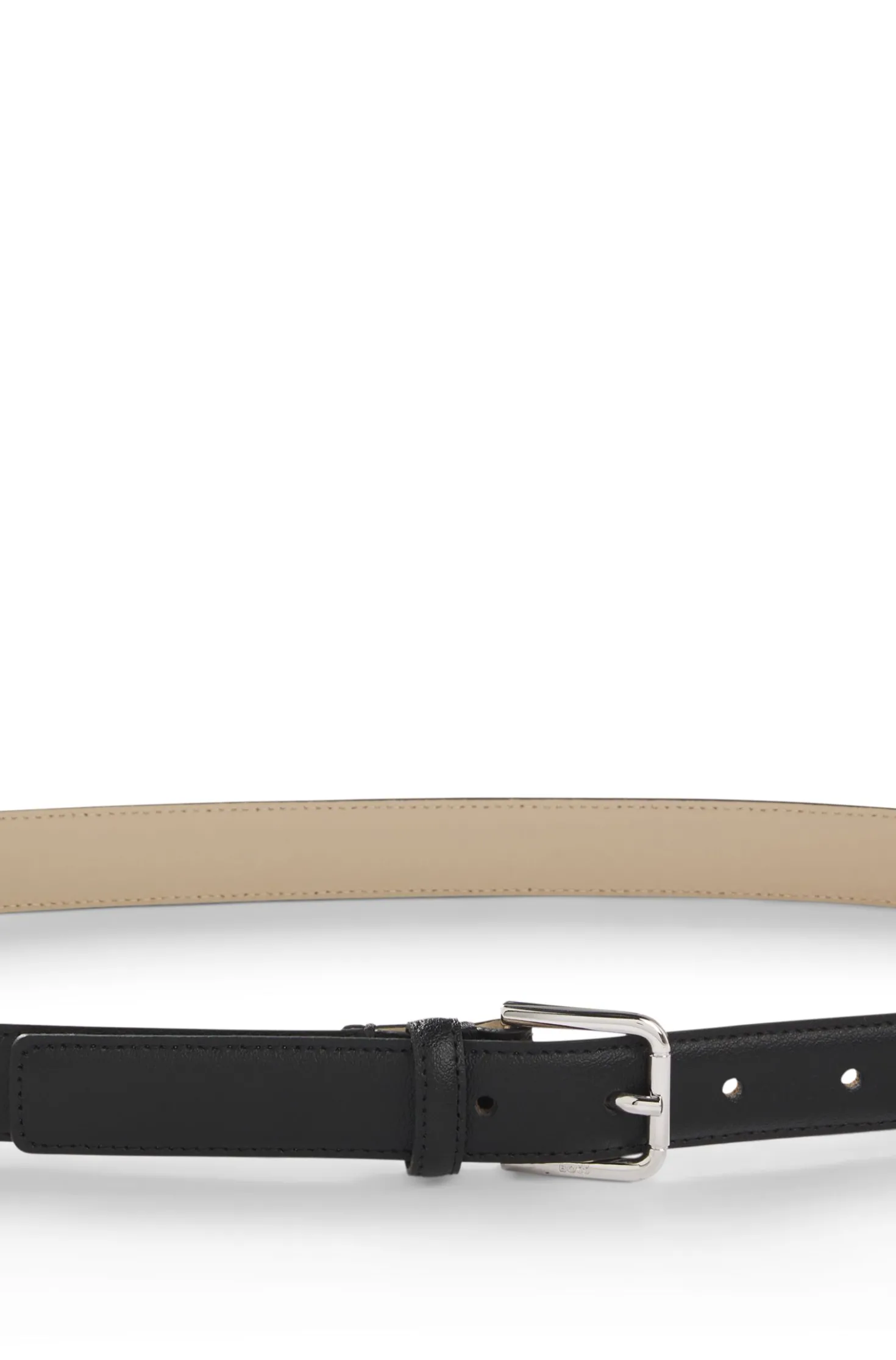 Italian-leather belt with pin buckle