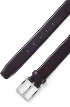 Italian-leather belt with polished gunmetal buckle