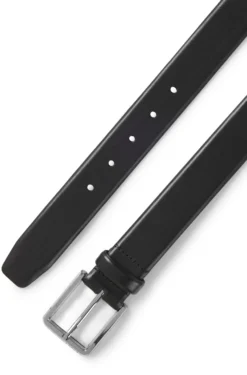 Italian-leather belt with polished gunmetal buckle
