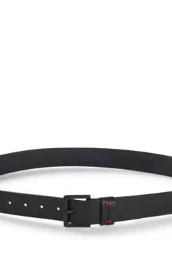 Italian-leather belt with red-stitched keeper