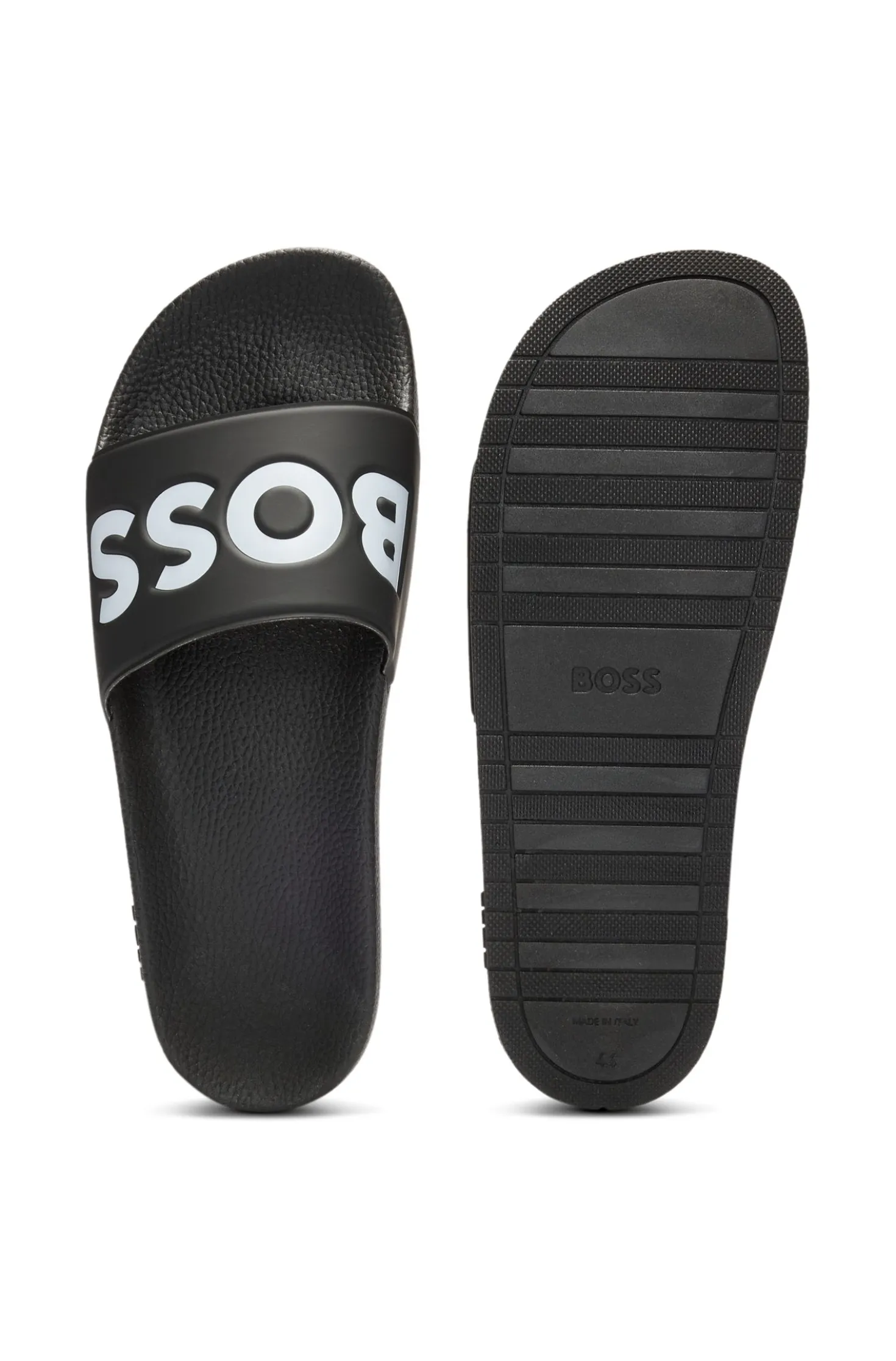 Italian-made slides with large logo detail