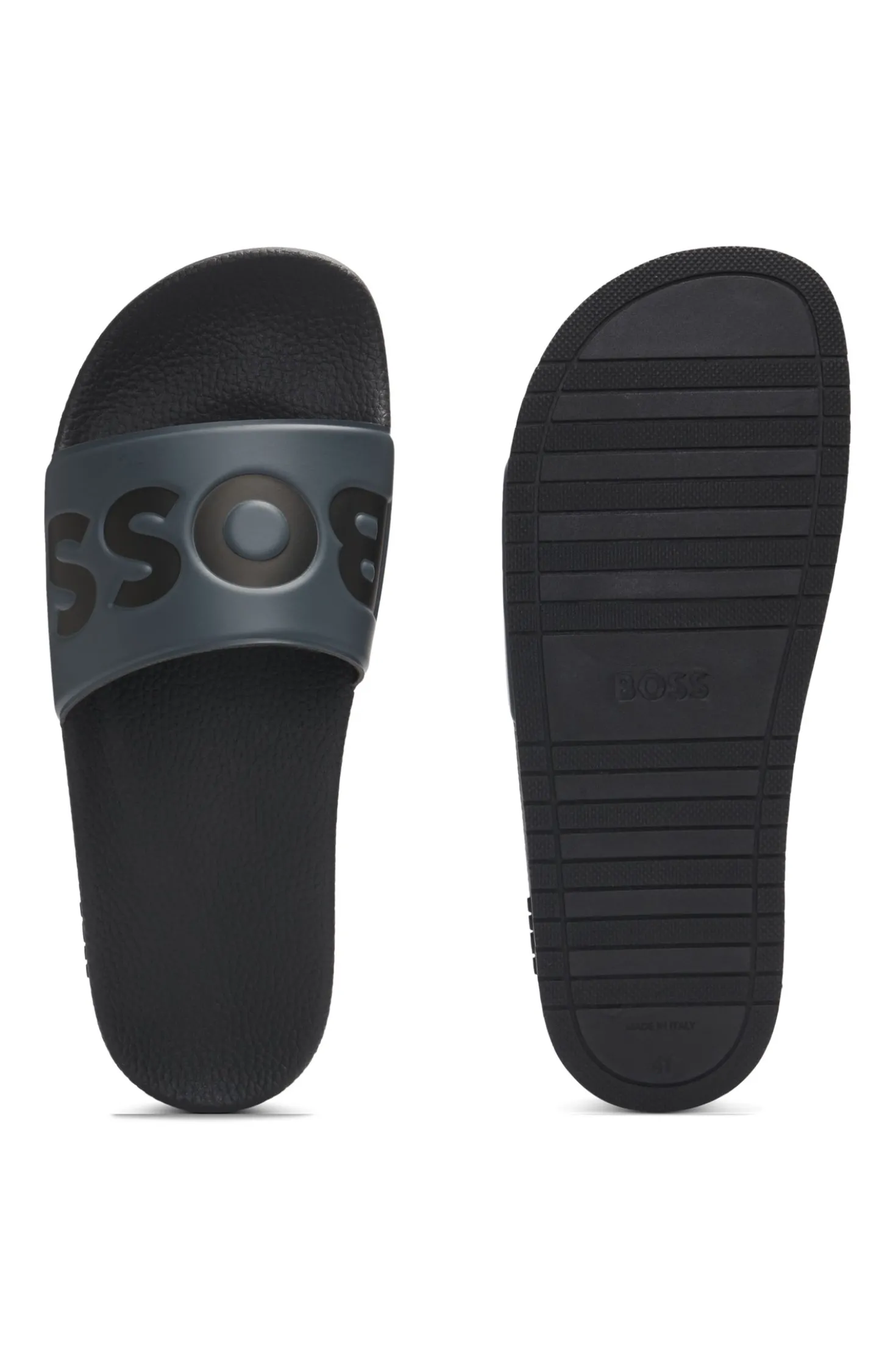 Italian-made slides with large logo detail