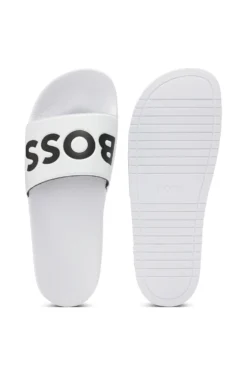 Italian-made slides with large logo detail