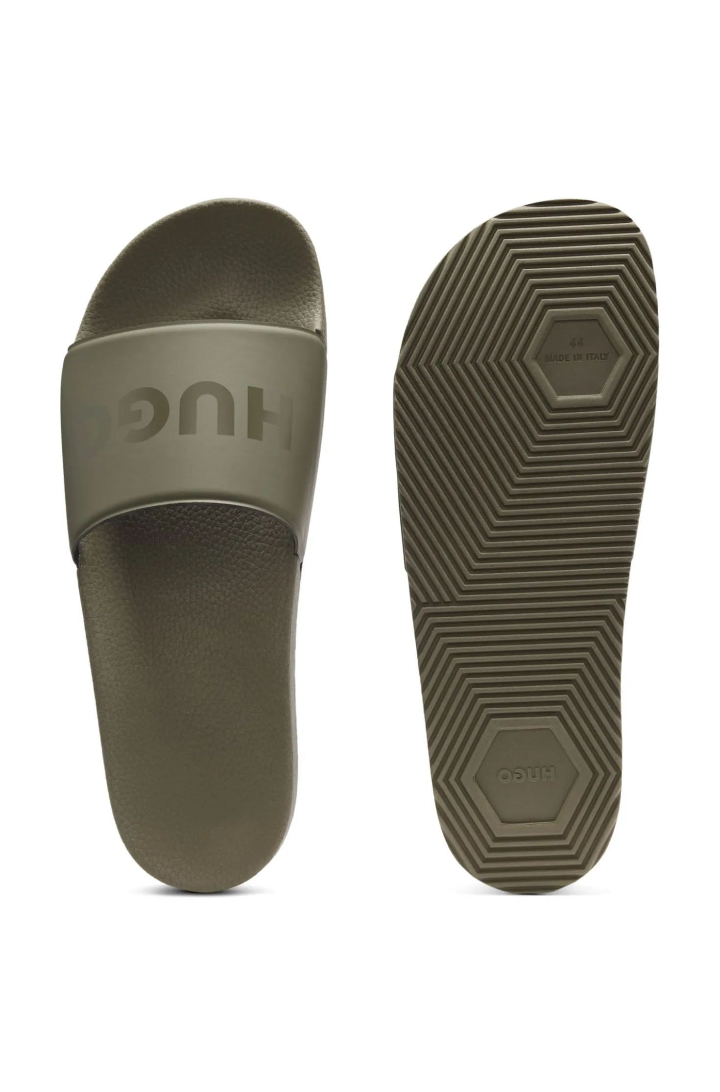 Italian-made slides with tonal logo