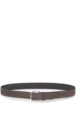 Italian-nubuck belt with polished pin buckle