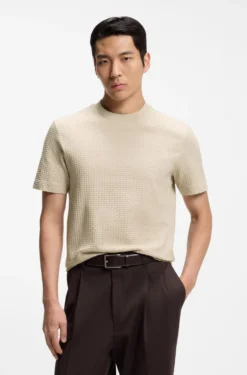 Jacquard-pattern T-shirt in cotton