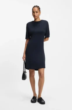 Jersey dress with rear drape detail