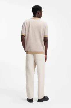 Johhny-collar sweater in cotton and linen