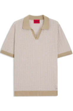 Johhny-collar sweater in cotton and linen
