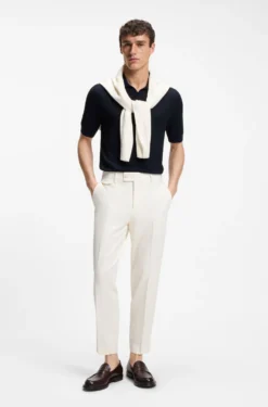 Johnny-collar knit polo in cotton and silk