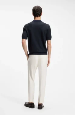 Johnny-collar knit polo in cotton and silk