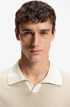 Johnny-collar knit polo in cotton and silk