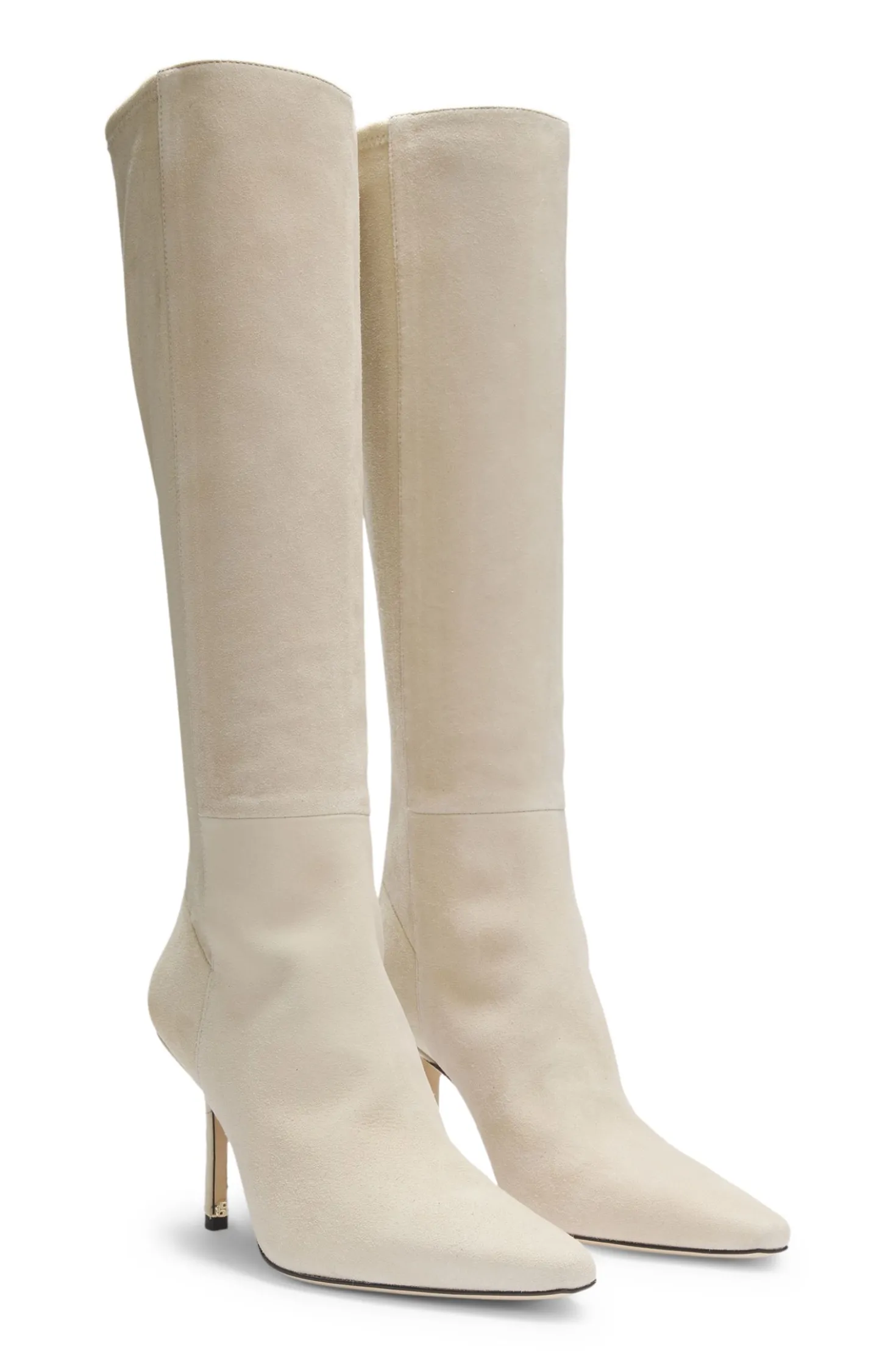 Knee boots in suede and leather