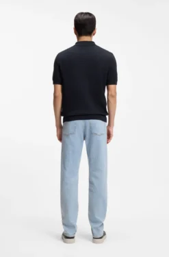 Knit polo in silk and cotton