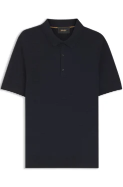 Knit polo in silk and cotton
