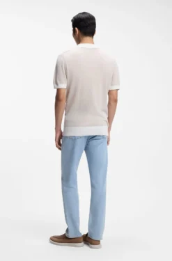 Knit polo in silk and cotton