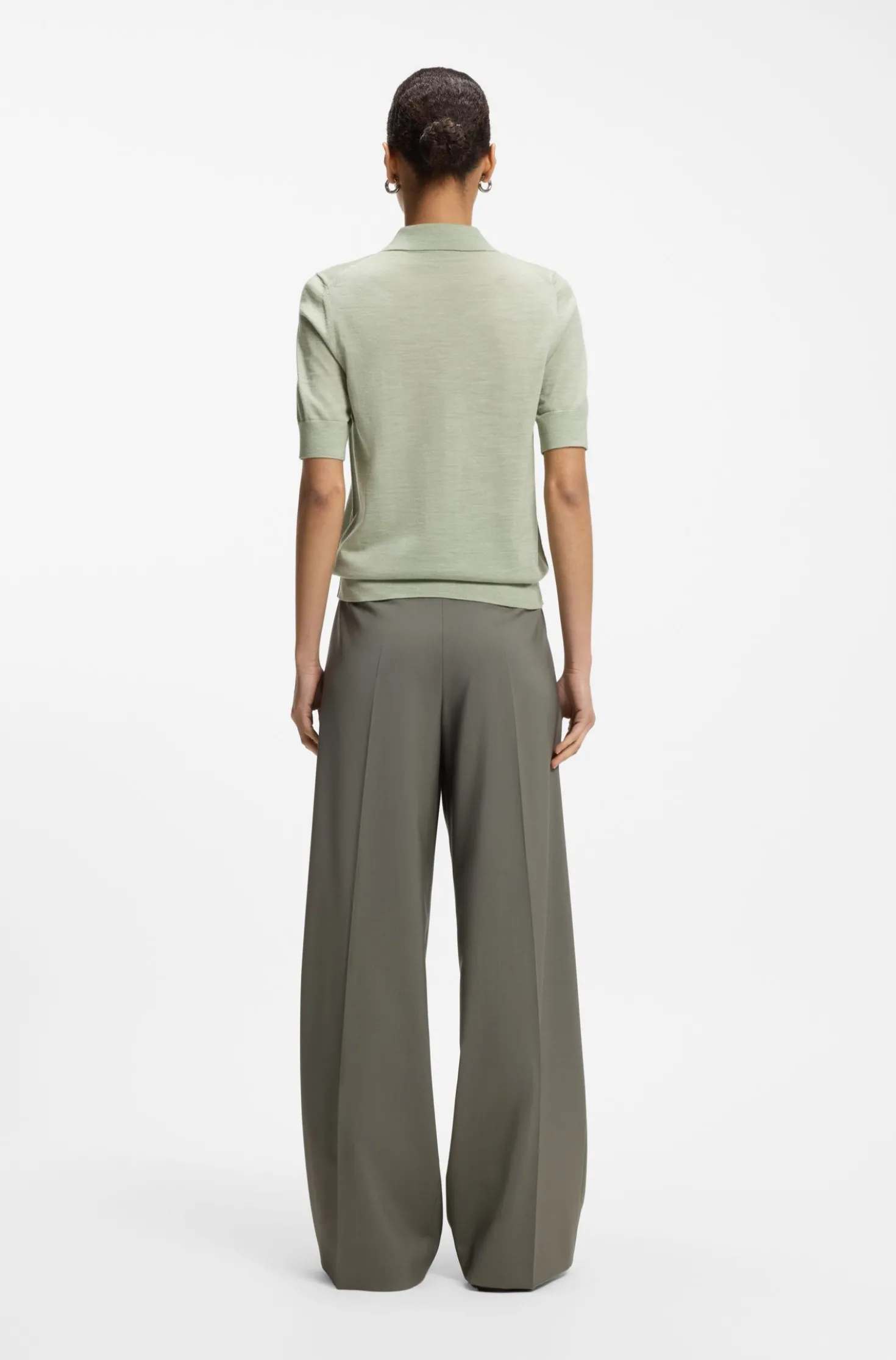 Knit polo in superfine merino wool