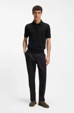 Knit polo in virgin wool