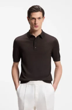 Knit polo in virgin wool