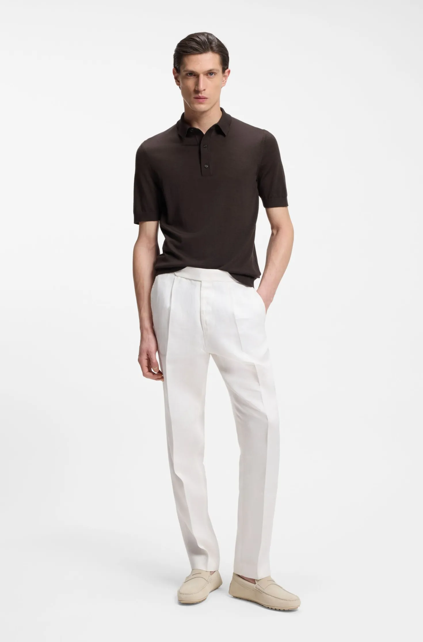 Knit polo in virgin wool