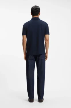 Knit polo shirt in two-tone cotton