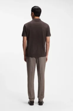 Knit polo shirt in two-tone cotton