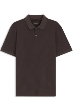 Knit polo shirt in two-tone cotton