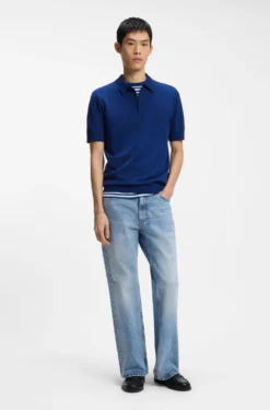 Knit polo with covered placket