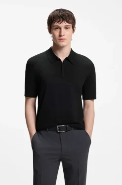 Knit polo with covered placket
