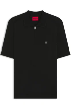 Knit polo with zipped neck