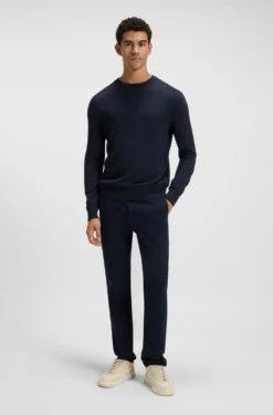 Knitted-cotton sweater with embroidered logo