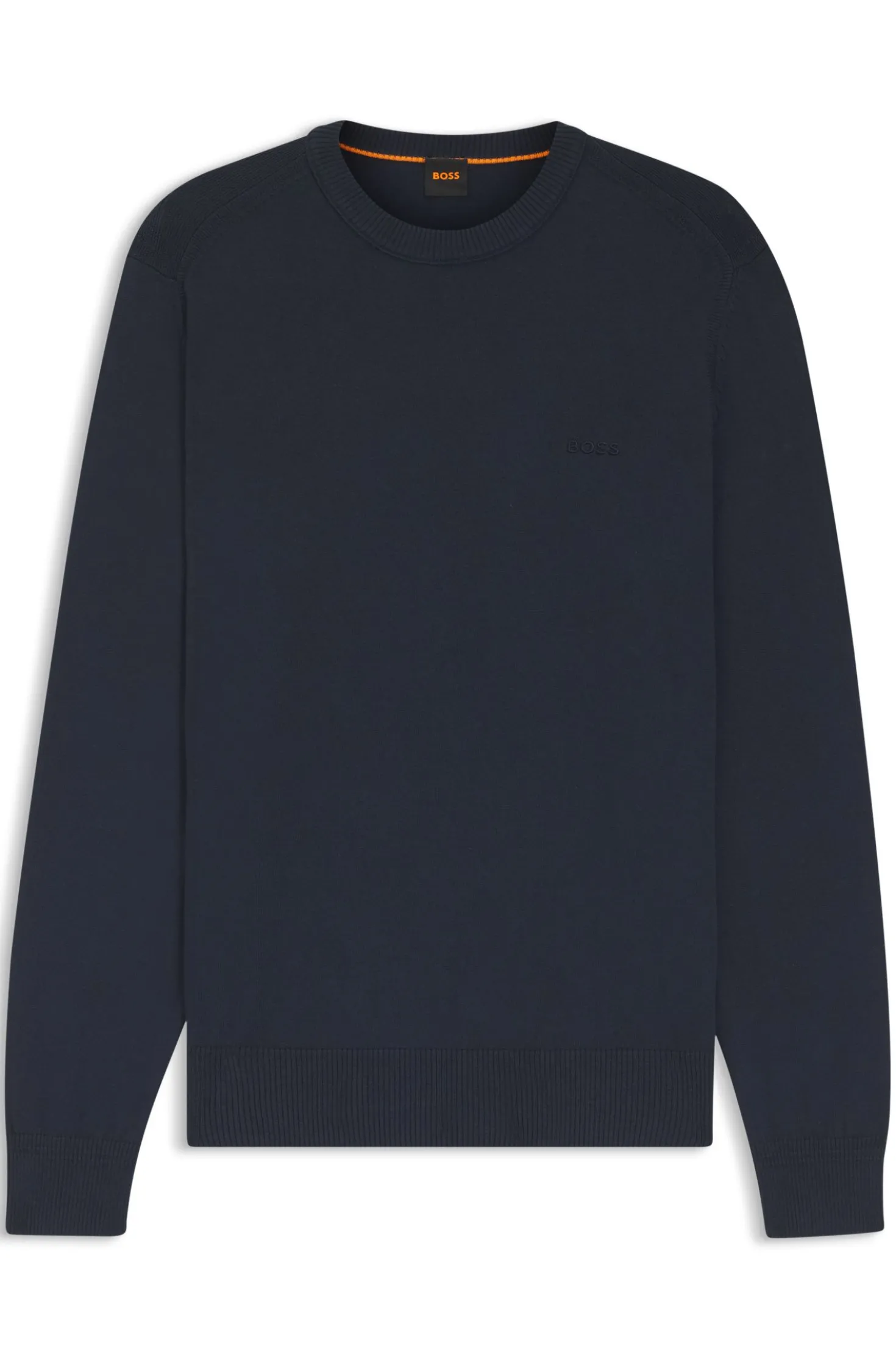 Knitted-cotton sweater with embroidered logo
