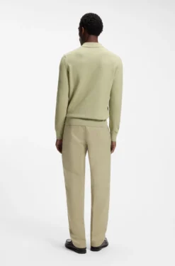 Knitted-cotton sweater with Johnny collar
